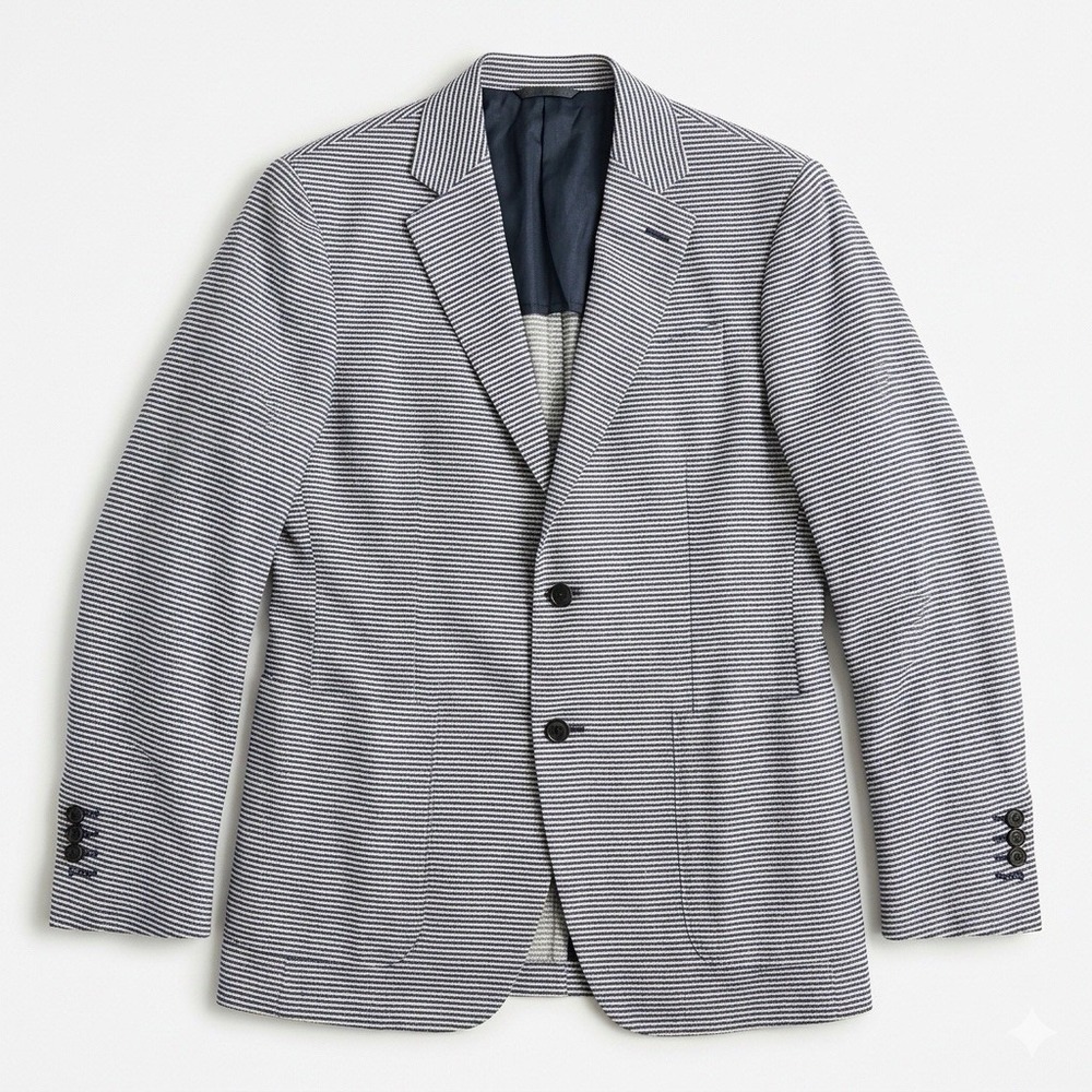 Canali Kei Sport Coat 50 EU 40 US Blue Stripe Wool Cotton Blazer J3 Clothing